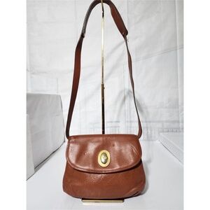 Authentic Christian Dior Vintage Embossed Leather  Crossbody Bag Brown